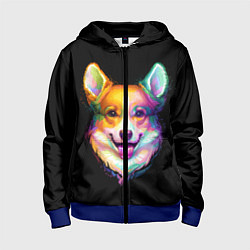 Толстовка на молнии детская Корги, цвет: 3D-синий