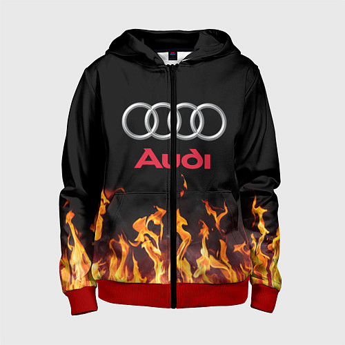 Детская толстовка на молнии AUDI / 3D-Красный – фото 1