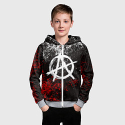 Толстовка на молнии детская АНАРХИЯ, цвет: 3D-меланж — фото 2