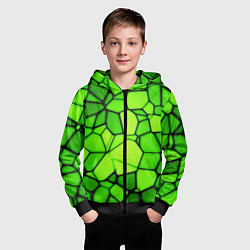Толстовка на молнии детская Зеленая мозаика, цвет: 3D-черный — фото 2
