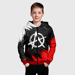 Толстовка на молнии детская АНАРХИЯ, цвет: 3D-красный — фото 2