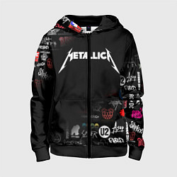 Толстовка на молнии детская Metallica, цвет: 3D-черный