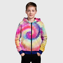 Толстовка на молнии детская Tie Dye vortex, цвет: 3D-синий — фото 2