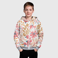 Толстовка на молнии детская Цветы, цвет: 3D-меланж — фото 2