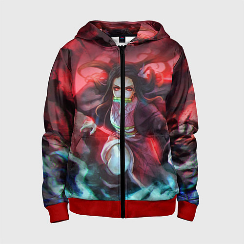 Детская толстовка на молнии KIMETSU NO YAIBA / 3D-Красный – фото 1