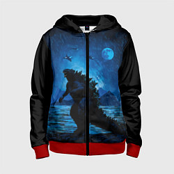 Толстовка на молнии детская GODZILLA, цвет: 3D-красный