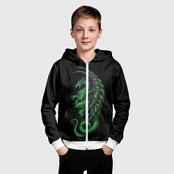 Толстовка на молнии детская Green Dragon, цвет: 3D-белый — фото 2