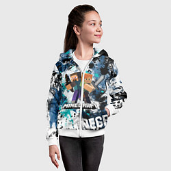 Толстовка на молнии детская Minecraft Майнкрафт, цвет: 3D-белый — фото 2