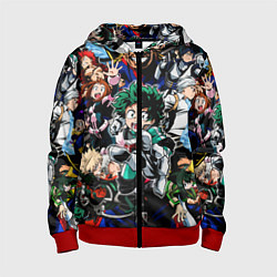 Толстовка на молнии детская Моя геройская академия, цвет: 3D-красный