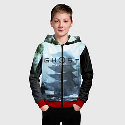 Толстовка на молнии детская Ghost of Tsushimа, цвет: 3D-красный — фото 2