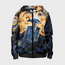 Толстовка на молнии детская Van Gogh Tardis, цвет: 3D-черный