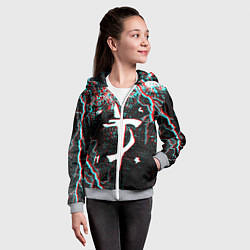 Толстовка на молнии детская DOOM ETERNAL GLITCH, цвет: 3D-меланж — фото 2