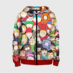 Толстовка на молнии детская South Park персонажи, цвет: 3D-красный