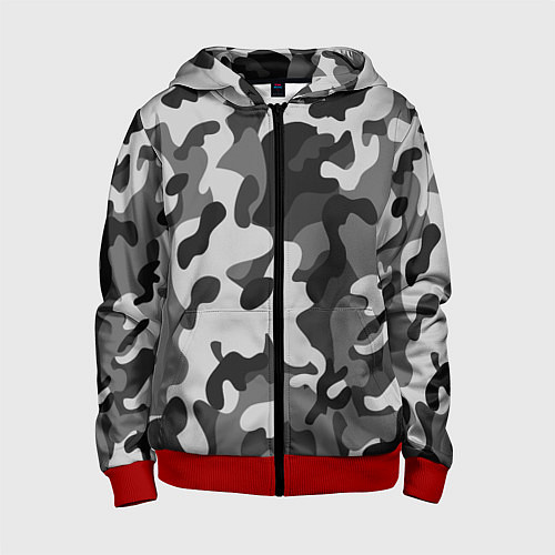 Детская толстовка на молнии ГОРОДСКОЙ КАМУФЛЯЖ / 3D-Красный – фото 1