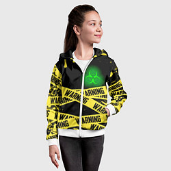 Толстовка на молнии детская Warning, цвет: 3D-белый — фото 2