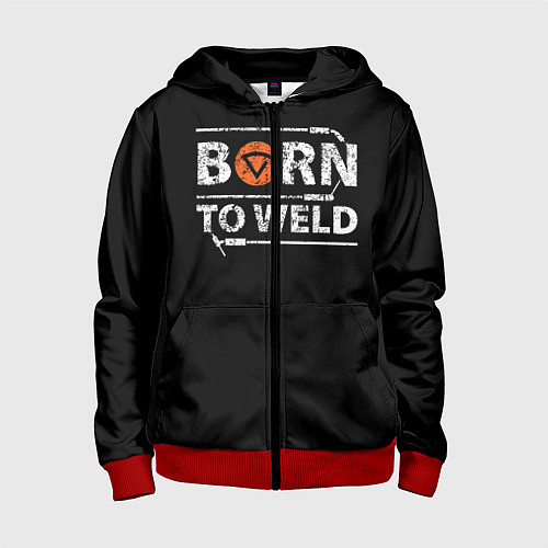 Детская толстовка на молнии Рожден для сварки / 3D-Красный – фото 1