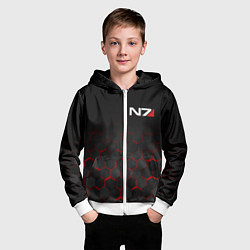 Толстовка на молнии детская MASS EFFECT N7, цвет: 3D-белый — фото 2
