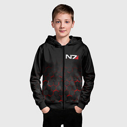 Толстовка на молнии детская MASS EFFECT N7, цвет: 3D-черный — фото 2
