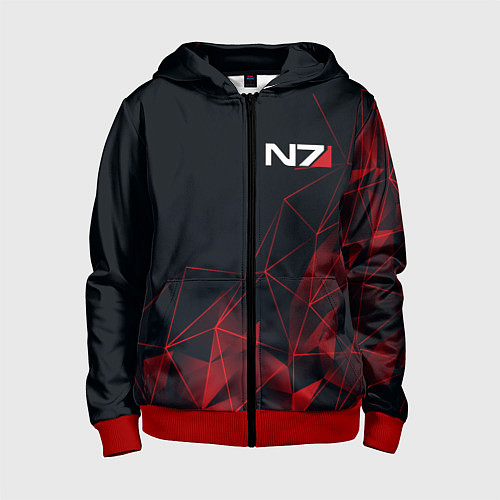 Детская толстовка на молнии MASS EFFECT N7 / 3D-Красный – фото 1