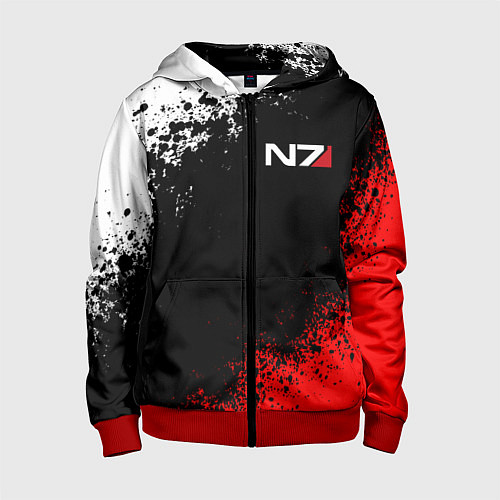 Детская толстовка на молнии MASS EFFECT N7 / 3D-Красный – фото 1