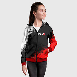 Толстовка на молнии детская MASS EFFECT N7, цвет: 3D-красный — фото 2