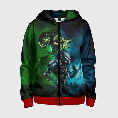 Детская толстовка на молнии PREDATOR / 3D-Красный – фото 1