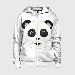 Толстовка на молнии детская Panda, цвет: 3D-белый