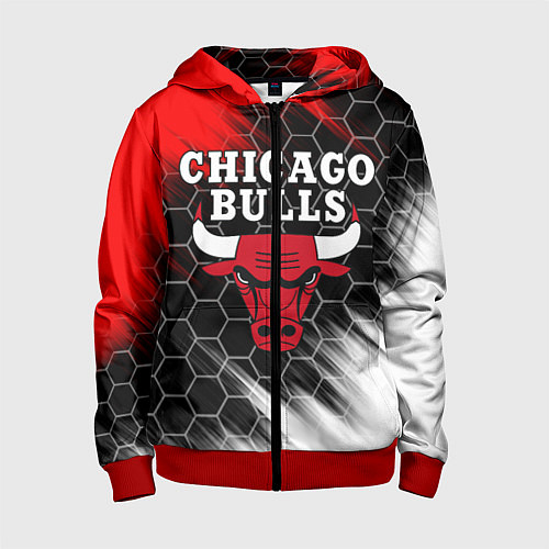 Детская толстовка на молнии CHICAGO BULLS / 3D-Красный – фото 1