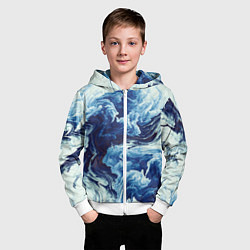 Толстовка на молнии детская Абстракция смешивание разводы, цвет: 3D-белый — фото 2