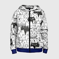 Толстовка на молнии детская КОТЫ WHITE, цвет: 3D-синий