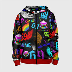 Толстовка на молнии детская 6IX9INE, цвет: 3D-красный