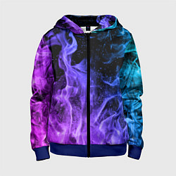 Толстовка на молнии детская ОГОНЬ НЕОН, цвет: 3D-синий