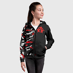 Толстовка на молнии детская Анархия, цвет: 3D-черный — фото 2