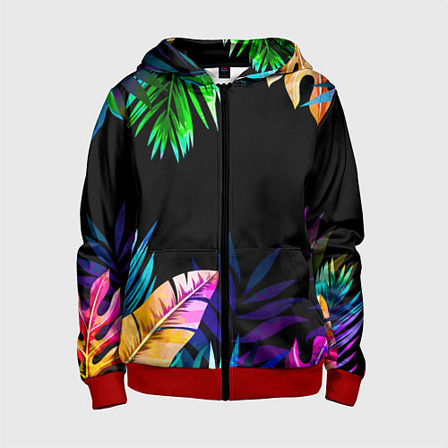 Детская толстовка на молнии Тропическая Ночь / 3D-Красный – фото 1