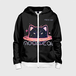 Толстовка на молнии детская Face Off- Moon cat, цвет: 3D-белый