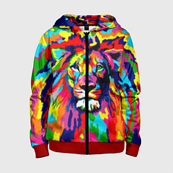 Толстовка на молнии детская Лев Artistic Art, цвет: 3D-красный