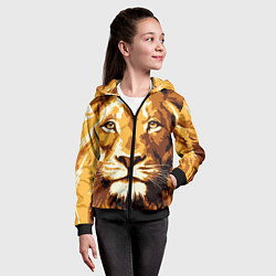 Толстовка на молнии детская Взгляд льва, цвет: 3D-черный — фото 2