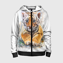 Толстовка на молнии детская Tiger Art, цвет: 3D-черный