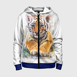 Толстовка на молнии детская Tiger Art, цвет: 3D-синий