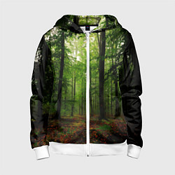 Толстовка на молнии детская Лес, цвет: 3D-белый