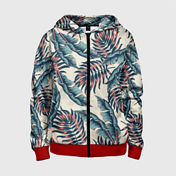 Толстовка на молнии детская Тихие тропики, цвет: 3D-красный