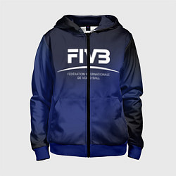 Толстовка на молнии детская FIVB Volleyball, цвет: 3D-синий