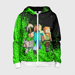 Толстовка на молнии детская Minecraft, цвет: 3D-белый
