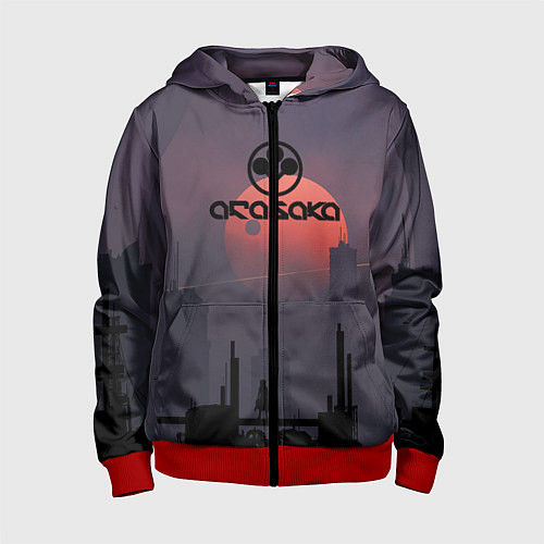 Детская толстовка на молнии Cyberpunk 2077 - Arasaka / 3D-Красный – фото 1