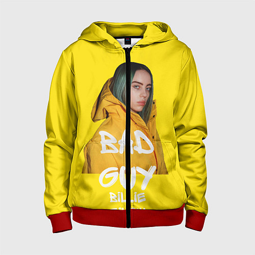 Детская толстовка на молнии Billie Eilish Билли Айлиш / 3D-Красный – фото 1