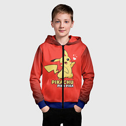 Толстовка на молнии детская Pikachu Pika Pika, цвет: 3D-синий — фото 2