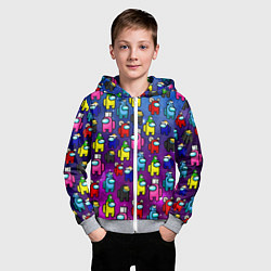 Толстовка на молнии детская AMONG US, цвет: 3D-меланж — фото 2