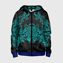Толстовка на молнии детская Узоры магия, цвет: 3D-синий