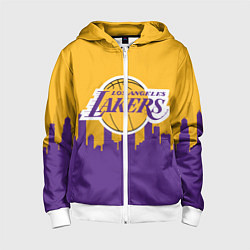 Толстовка на молнии детская LOS ANGELES LAKERS, цвет: 3D-белый