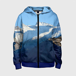 Толстовка на молнии детская Снежные горы, цвет: 3D-синий